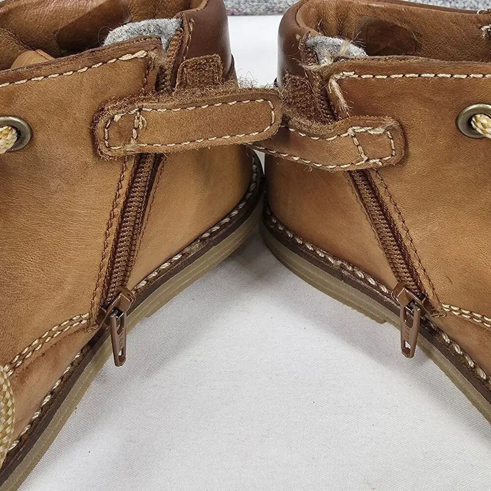 JAMIE KAY UNISEX LEATHER LACE‑UP SHOES – BROWN – SIZE 24 (APPROX. US 7 TODDLER)